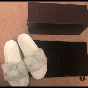 Fenty Puma Blue Fur Slides